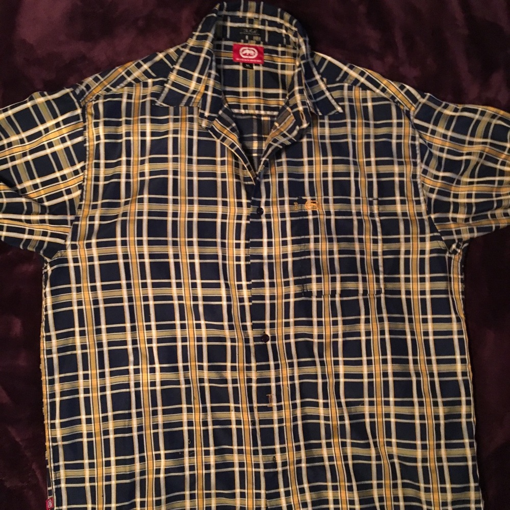 Ecko Unlimited Navy Blue/Yellow Button Up